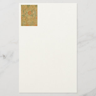 Golden Decorative Flowers Stationery