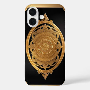 Golden Decorative Pattern With Intricate Rose iPhone 16 Case