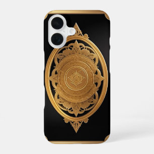 Golden Decorative Pattern With Intricate Rose iPhone 16 Case