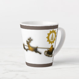 Golden Deer Christmas Santa Claus Sledge  Latte Mug