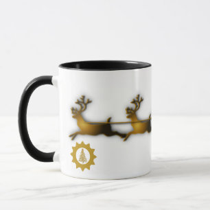 Golden Deer Christmas Santa Claus Sledge Mug