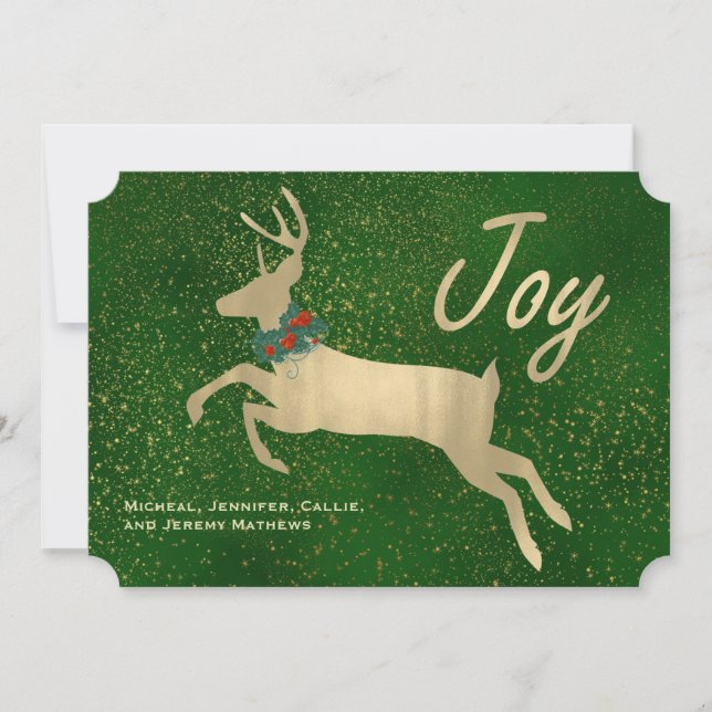 Golden Deer Joy Christmas Card (Front)