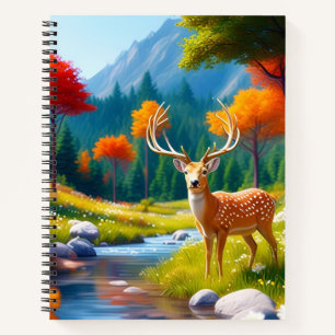 Golden Deer Standing in The Forest-987679 Notebook