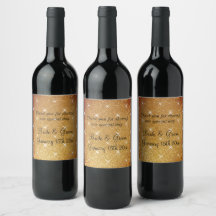 Golden deluxe expensive wedding wine bottle labels