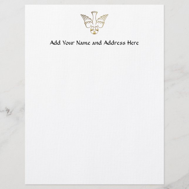 Golden Descent of The Holy Spirit Symbol Customized Letterhead (Front)