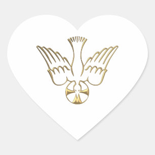 Golden Descent of The Holy Spirit Symbol Heart Sticker