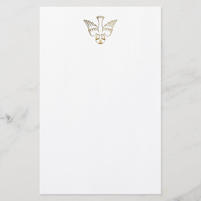 Golden Descent of The Holy Spirit Symbol Stationery (Front)