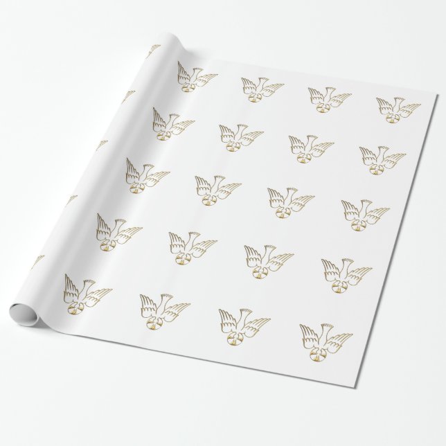 Golden Descent of The Holy Spirit Wrapping Paper (Unrolled)