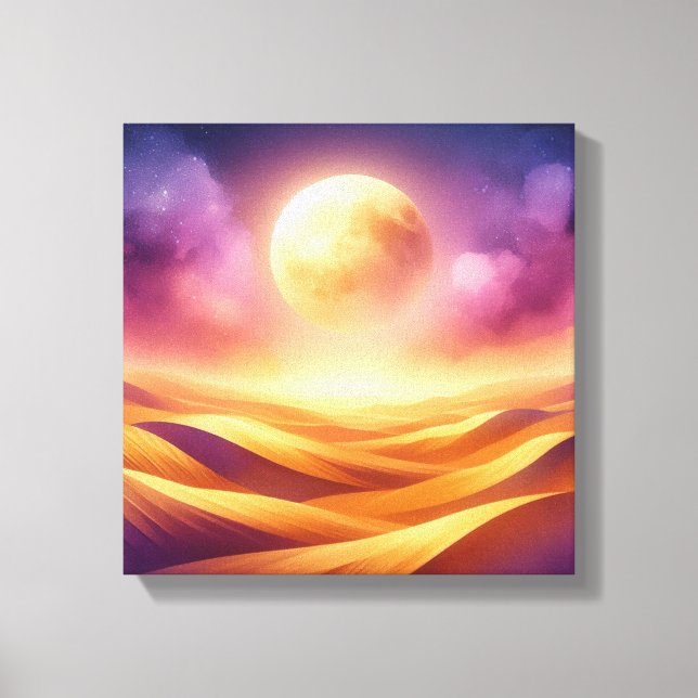 Golden Desert Moonlight – Back to School Art Canvas Print (Front)