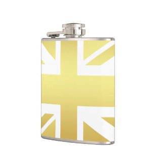 Golden Design Union Jack British Flag Hip Flask