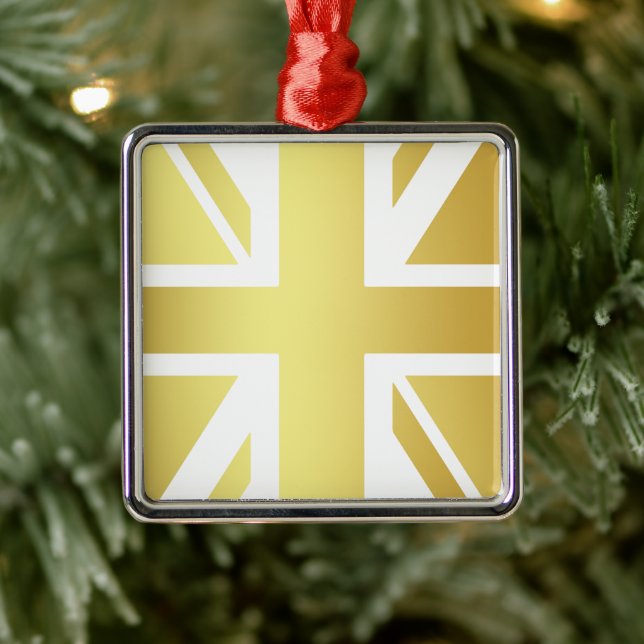Golden Design Union Jack British Flag Metal Tree Decoration (Tree)