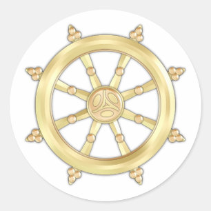 Golden Dharmacakra Classic Round Sticker