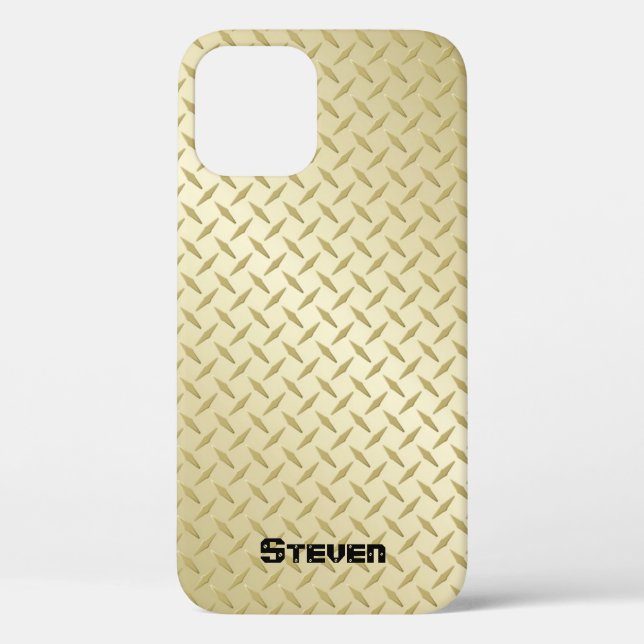 Golden Diamond Plate with Name Case-Mate iPhone Case (Back)
