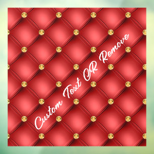 Golden Diamond Tufted Leather Custom Text Name Red