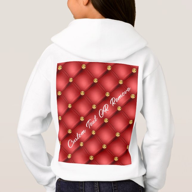 Golden Diamond Tufted Leather Custom Text Name Red (Back)
