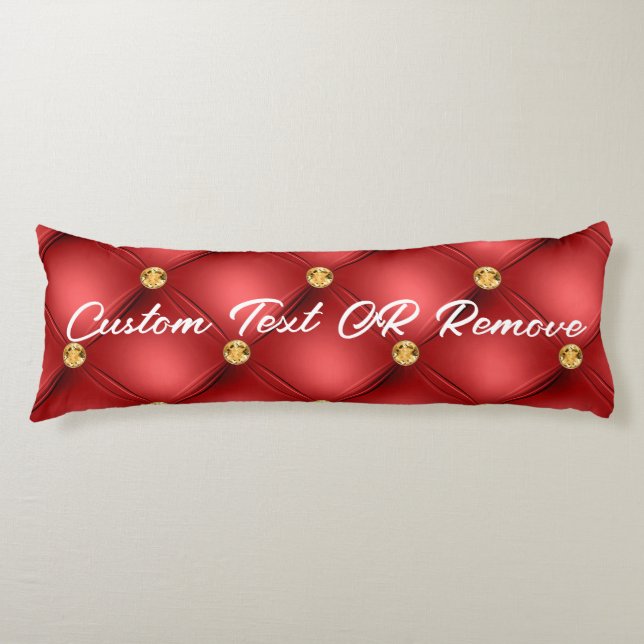 Golden Diamond Tufted Leather Custom Text Name Red Body Cushion (Front)