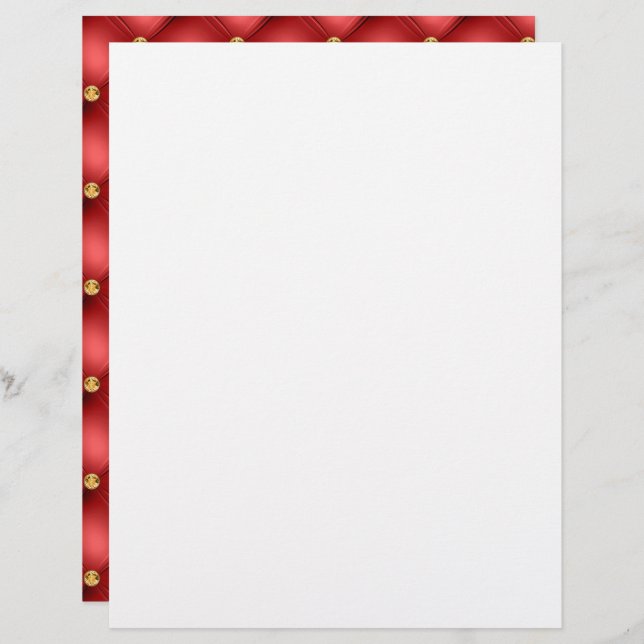 Golden Diamond Tufted Leather Text Red Letterhead (Front/Back)
