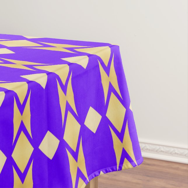 Golden Diamonds Elegant Royal Blue Gold Tablecloth (In Situ)