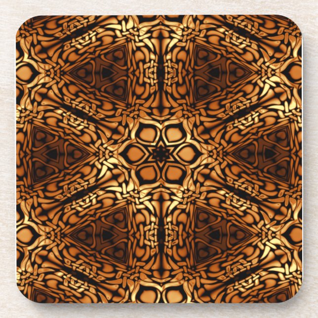 Golden Diamonds in Pattern Coaster (Front)