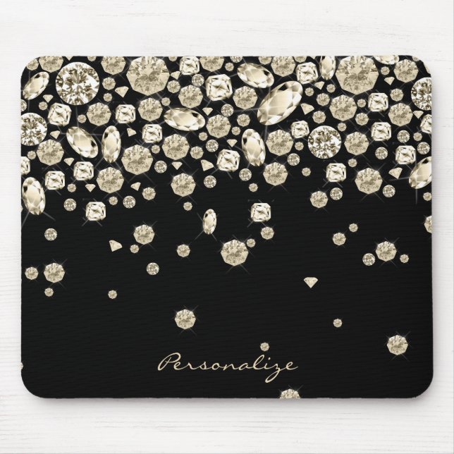 Golden Diamonds on Black Mouse Pad (Front)