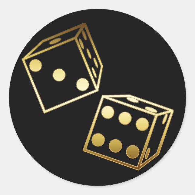 GOLDEN DICE CLASSIC ROUND STICKER (Front)
