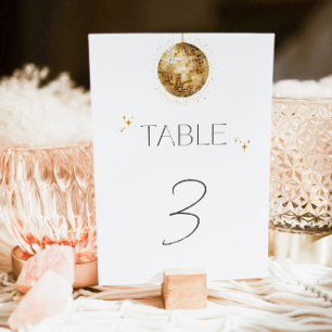Golden Disco Ball Bridal Shower Table Number