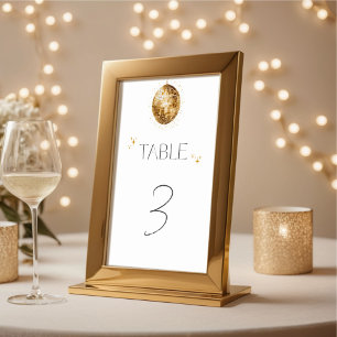 Golden Disco Ball Bridal Shower Table Number