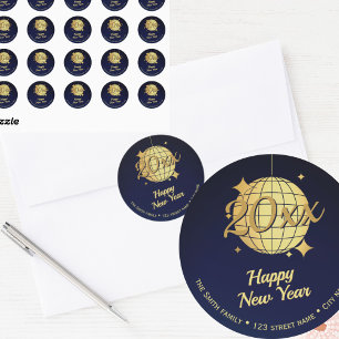 Golden Disco Ball New Year Sticker   Custom Year 