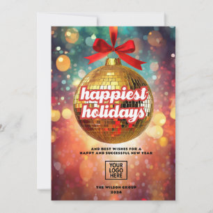 Golden Disco Ball Ornament Business Holiday Card