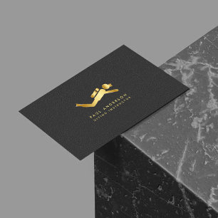 Golden Diving Instructor Logo Elegant Monogram Business Card