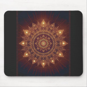 Golden Diwali Mandala – Light Within and Around Mouse Pad