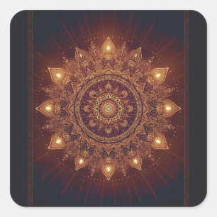 Golden Diwali Mandala – Light Within and Around Square Sticker