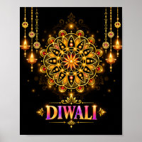 Golden Diwali Mandala Rangoli Festival of Lights