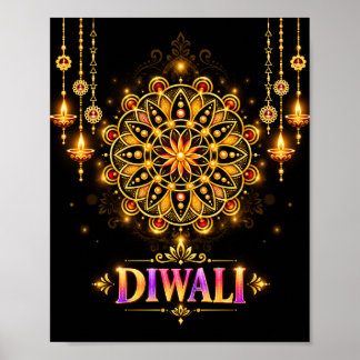 Golden Diwali Mandala Rangoli Festival of Lights Poster