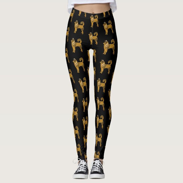 Golden Dog Husky Custom Leggings (Front)