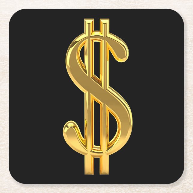 Golden Dollar Sign Coaster (Front)