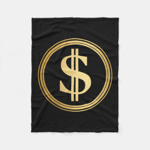 Golden Dollar Sign D.o.g.e. 4th Of July Trump 47 R Fleece Blanket
