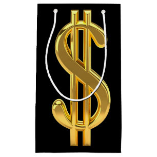 Golden Dollar Sign Gift Bag
