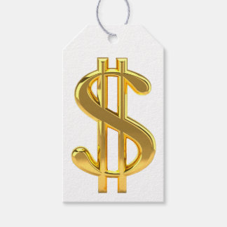 Golden Dollar Sign On White Gift Tag