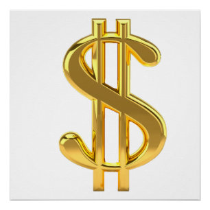 Golden Dollar Sign Poster