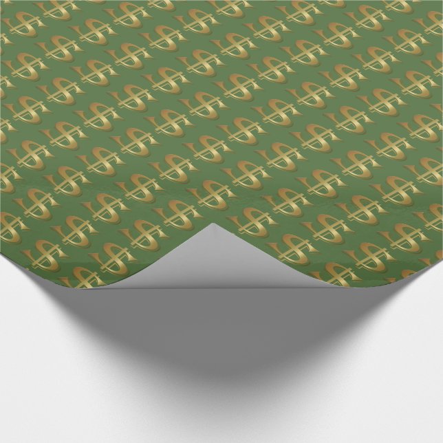 Golden Dollar Sign Wrapping Paper (Corner)