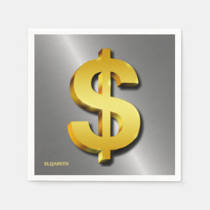 Golden Dollar Sparkling Sign Money Symbol Napkin