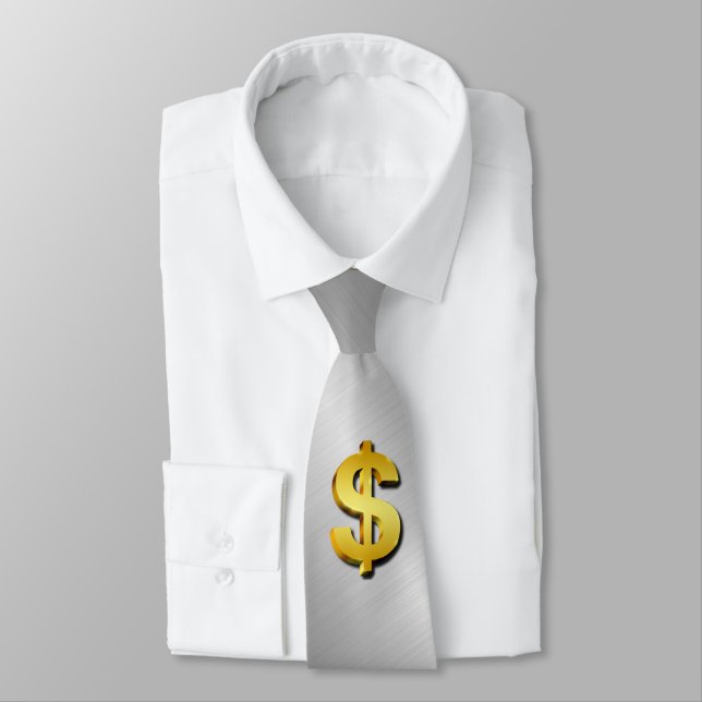 Golden Dollar Sparkling Sign Money Symbol Tie (Tied)
