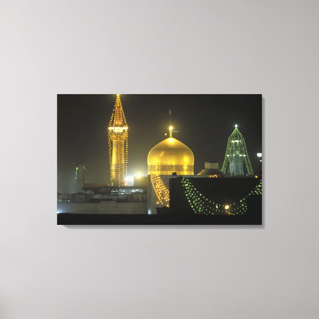 Golden dome of the Imam Reza Shrine Complex at Canvas Print (Front)