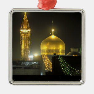 Golden dome of the Imam Reza Shrine Complex at Metal Tree Decoration