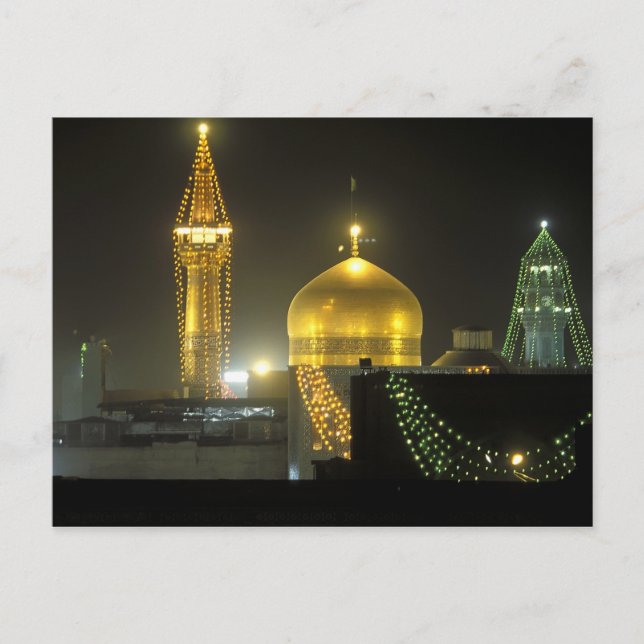 Golden dome of the Imam Reza Shrine Complex at Postcard (Front)