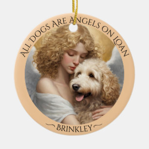 Golden Doodle Angel Personalised Memorial Ceramic Tree Decoration