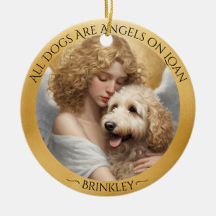 Golden Doodle Angel Personalised Memorial  Ceramic Tree Decoration