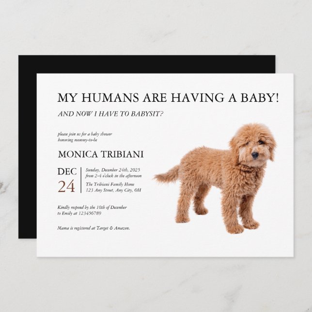 Golden Doodle Baby Shower Minimalist Invitation (Front/Back)