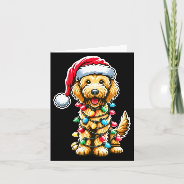 Golden Doodle Christmas Tree Xmas Dog Pajamas Gold Card (Front)